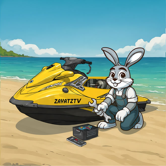 Zayatz fixing a jetski
